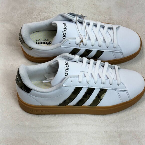 Adidas Grand Court 2.0 Shoes Camo Cloud White Olive Strata Putty Grey Men's 7 US - Picture 10 of 16